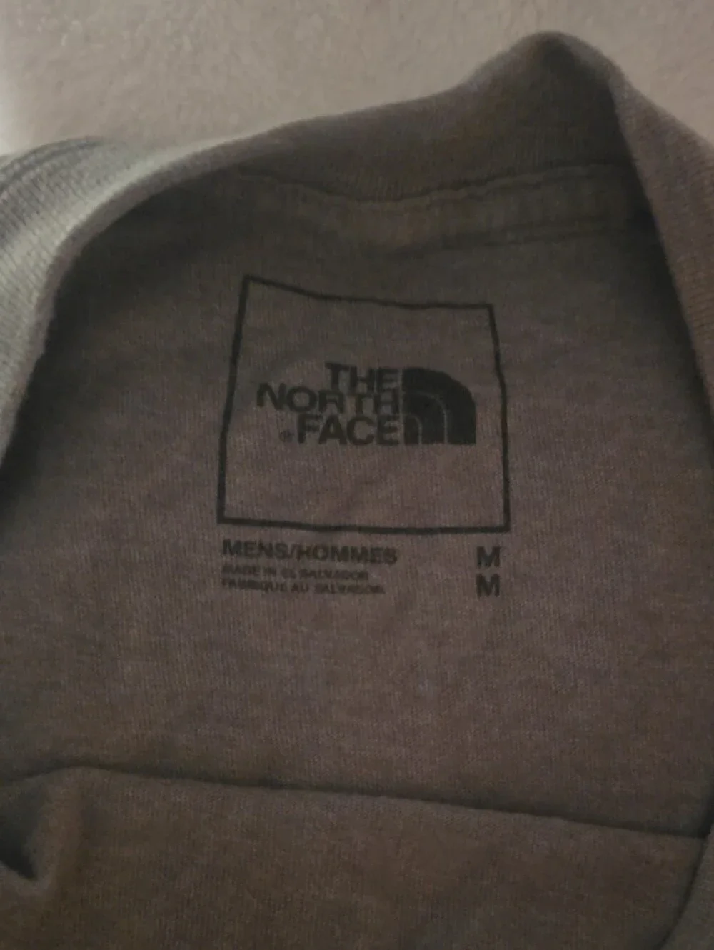 The North Face Men's Long Sleeve Tee in Gray with Navy Logo